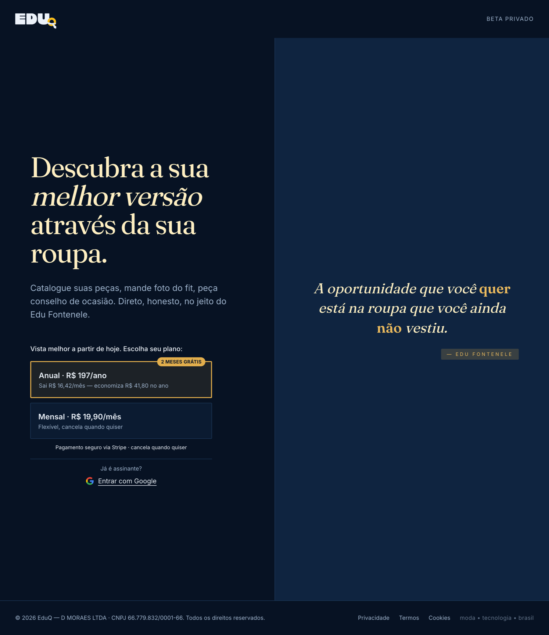 EduQ — estilo pessoal com IA, com o stylist Edu Fontenele